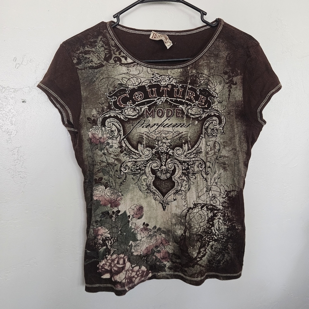 Blue Canyon Co. Vintage Women's Medium Brown Graphic Tee Short Sleeve Couture